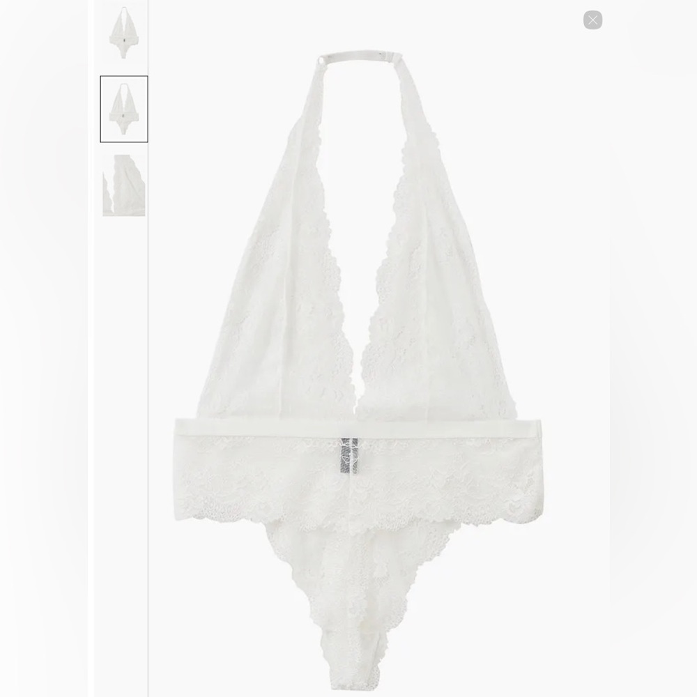 NWT Ladies René Rofé White Lace Halter Backless Bodysuit Sz. S/M Bridal - Picture 4 of 14